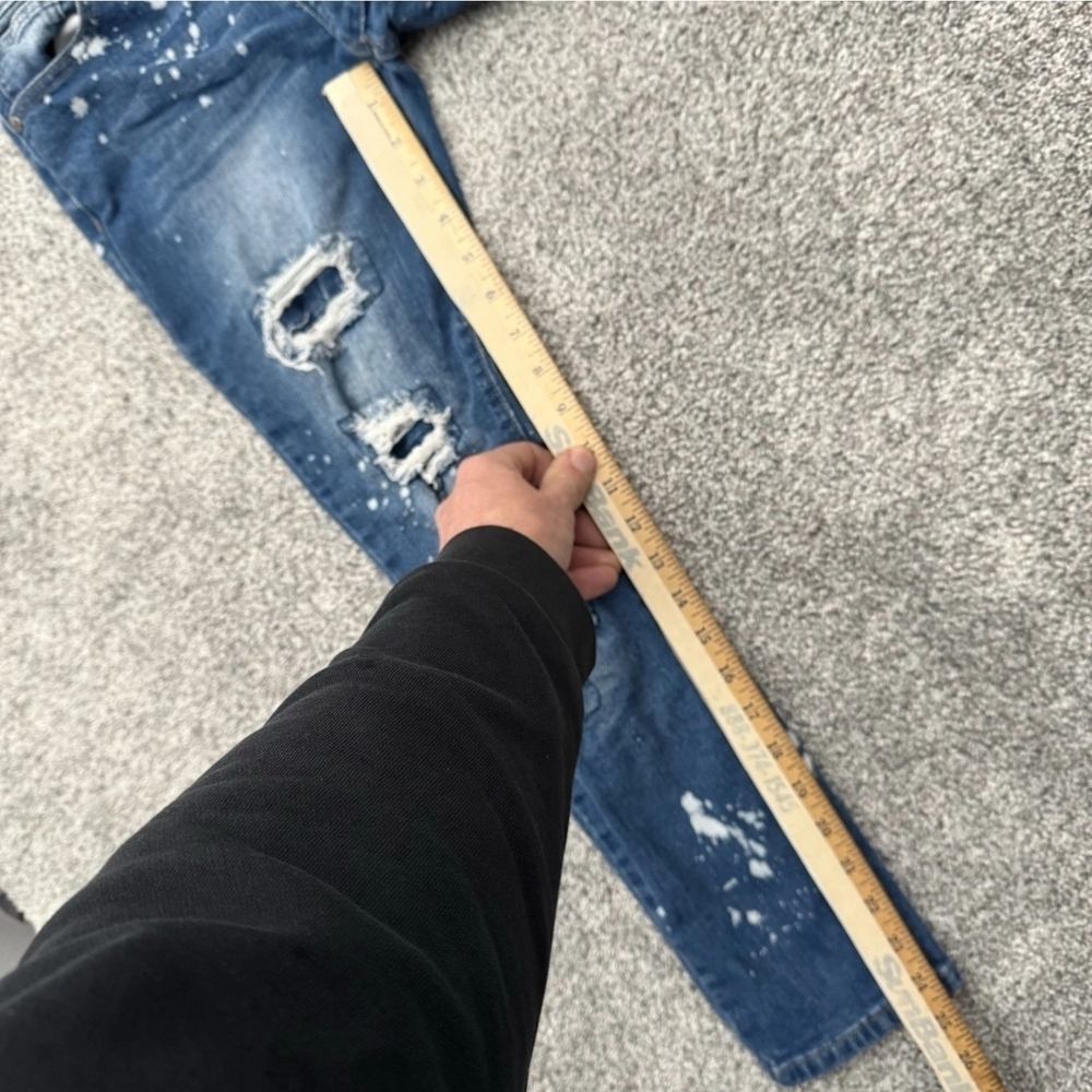 VIP Jeans Distressed Ripped Edgy Dark Wash Bleached Streetwear - Picture 4 of 8